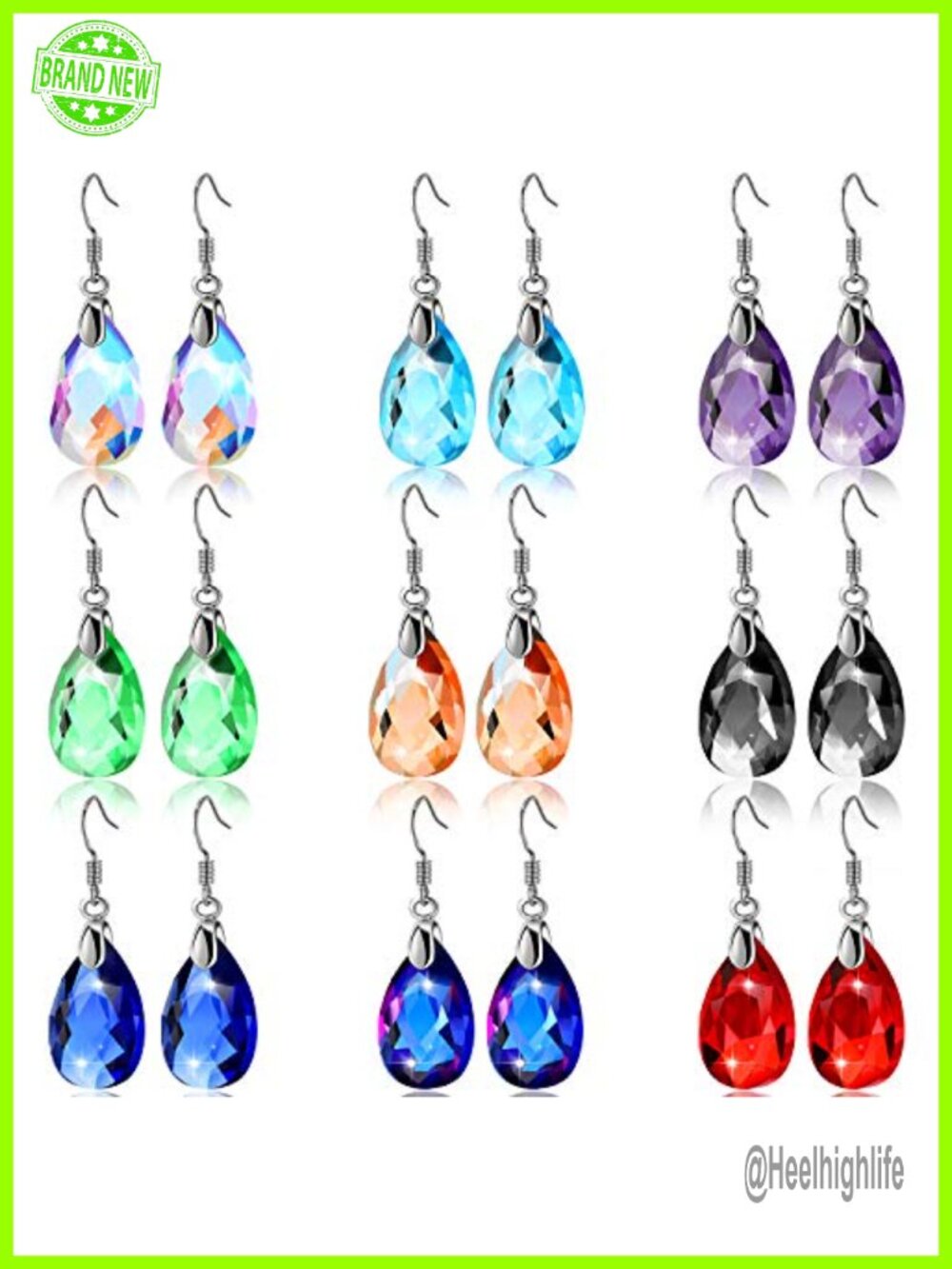 9 Pairs Drop Dangle Earrings Resin Alloy Push Back Women Jewelry